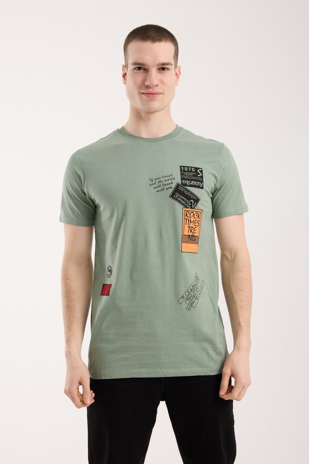 Erkek Grafik Baskılı T-Shirt Sportif Kesim Günlük Kullanım