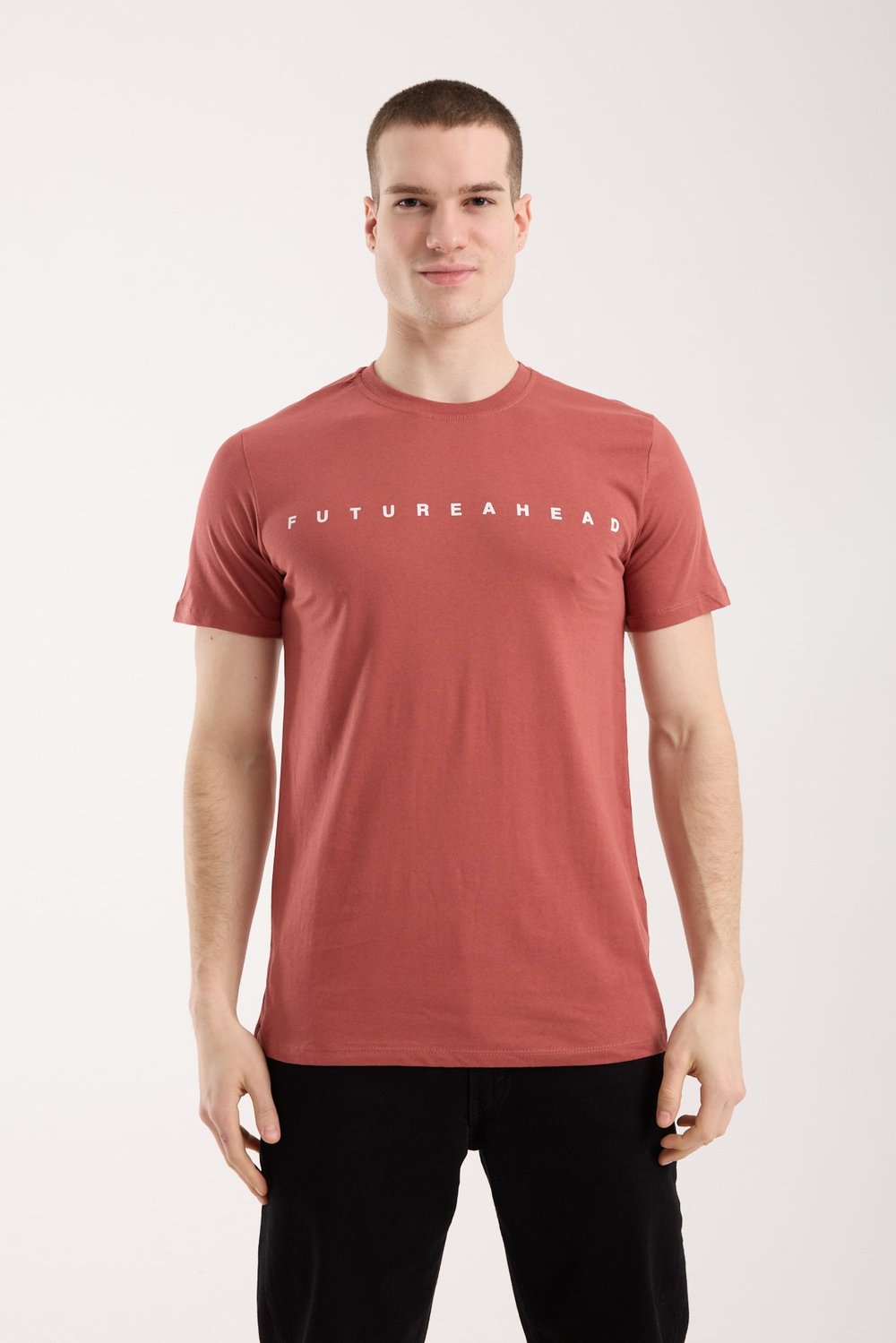 Erkek Minimal Yazı Detaylı Günlük T-Shirt