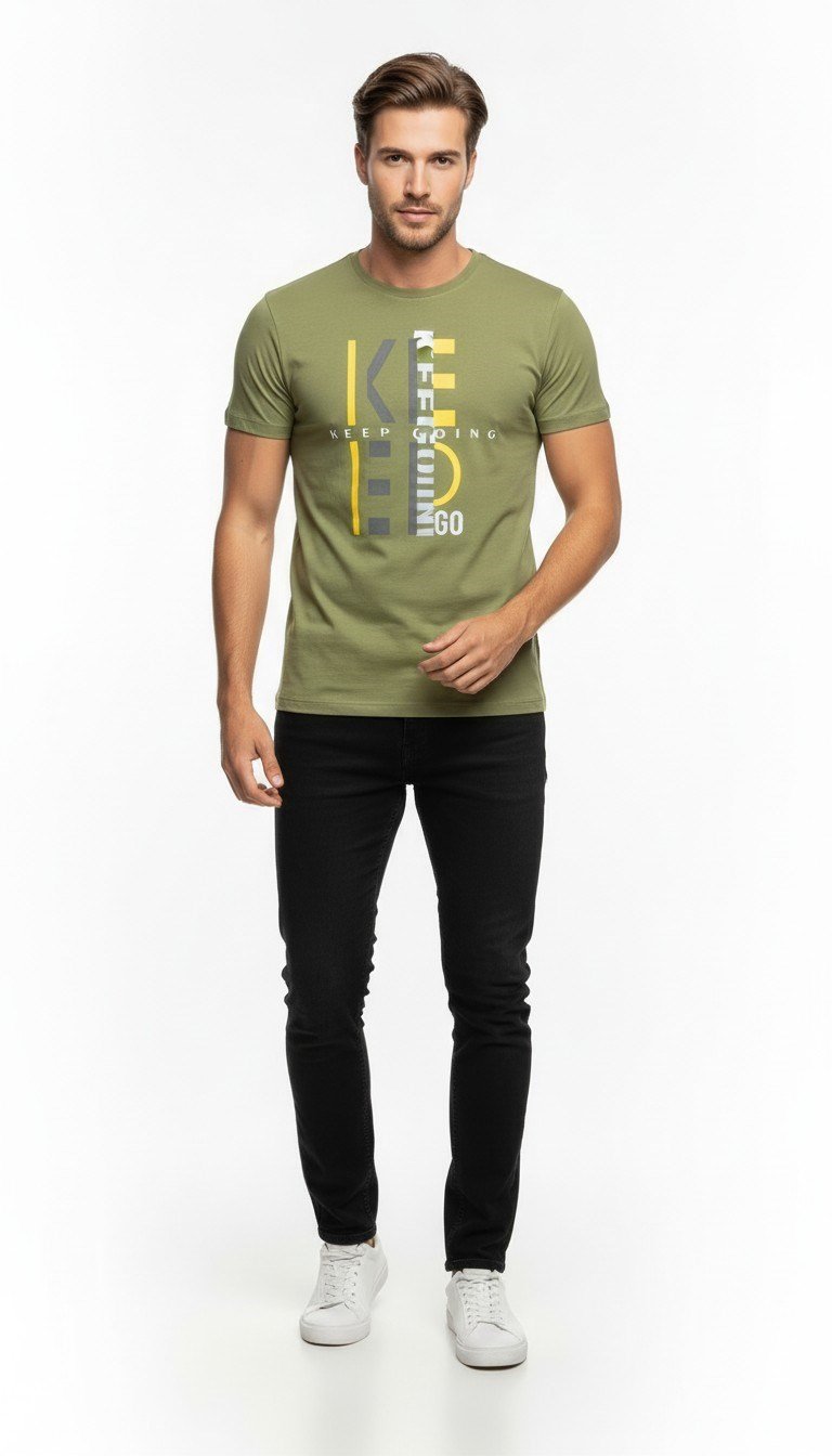 Keep Going Urban Baskılı Erkek Tişört – Sportif Günlük Stil