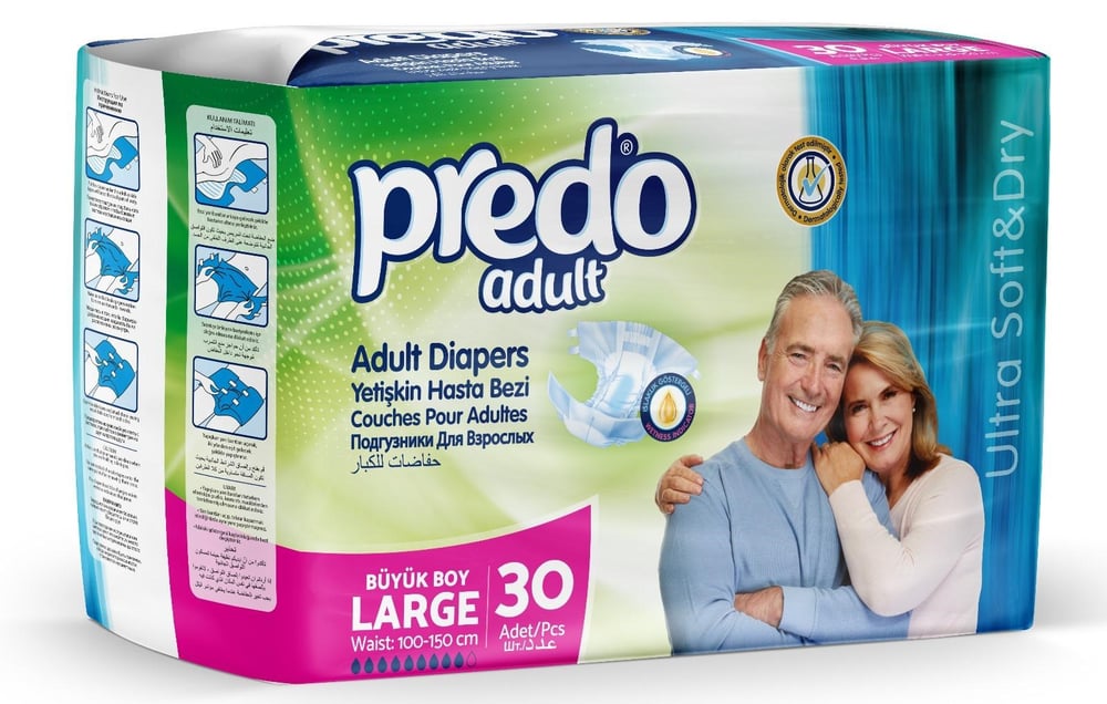 Predo Bel Bantlı Yetişkin Hasta Bezi Large (L) 30 Adet| 10 Damla  | 100-150 cm