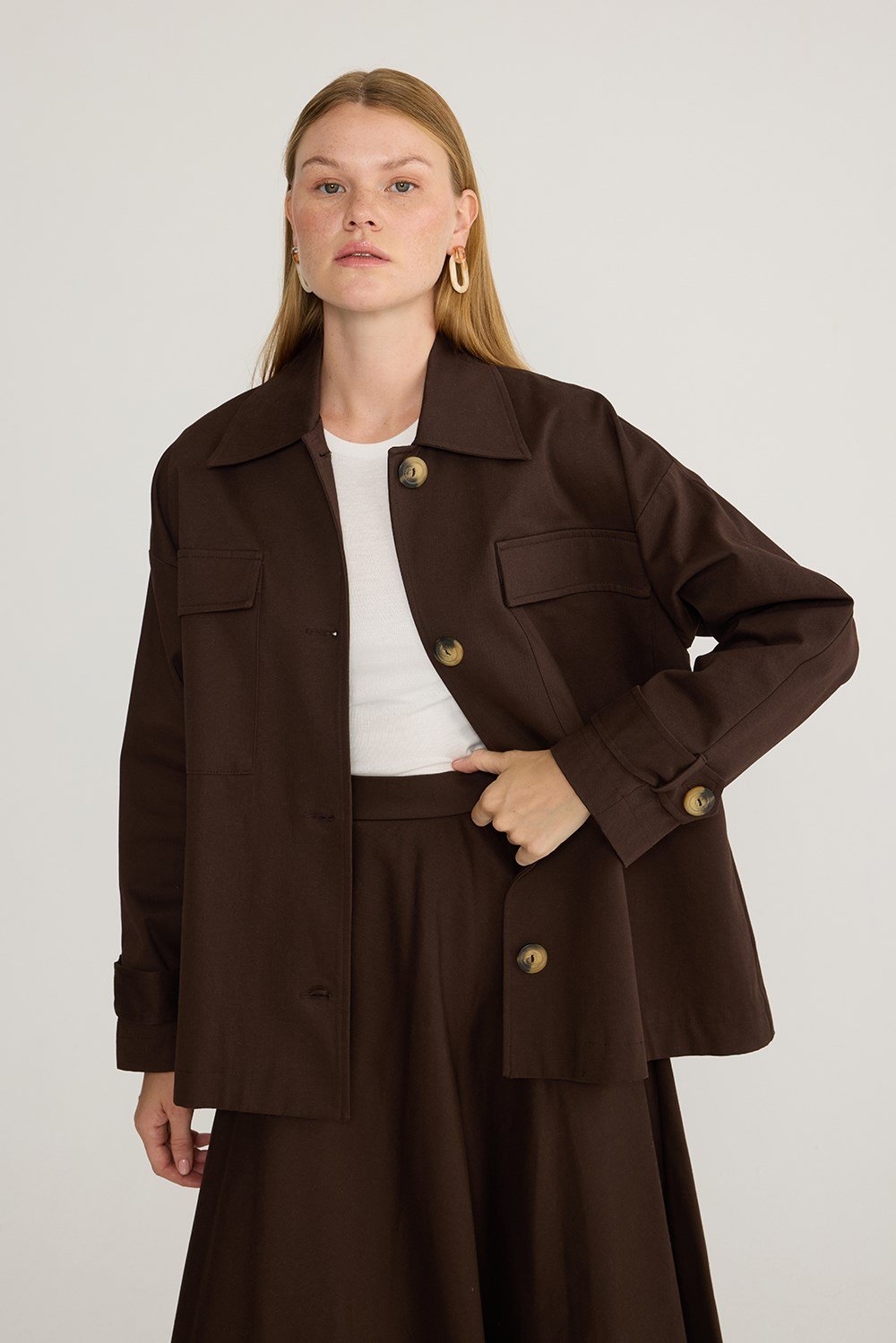Gabardin Ceket Kahve