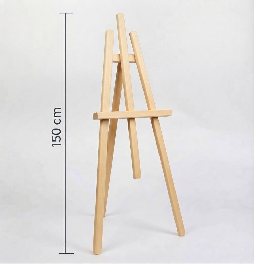 Ahşap Şövale Sergileme Standı (150 cm) - Doğal Ahşap Rengi-111001