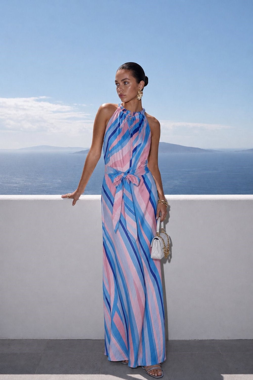 Florence Desenli Maxi Elbise Mavi