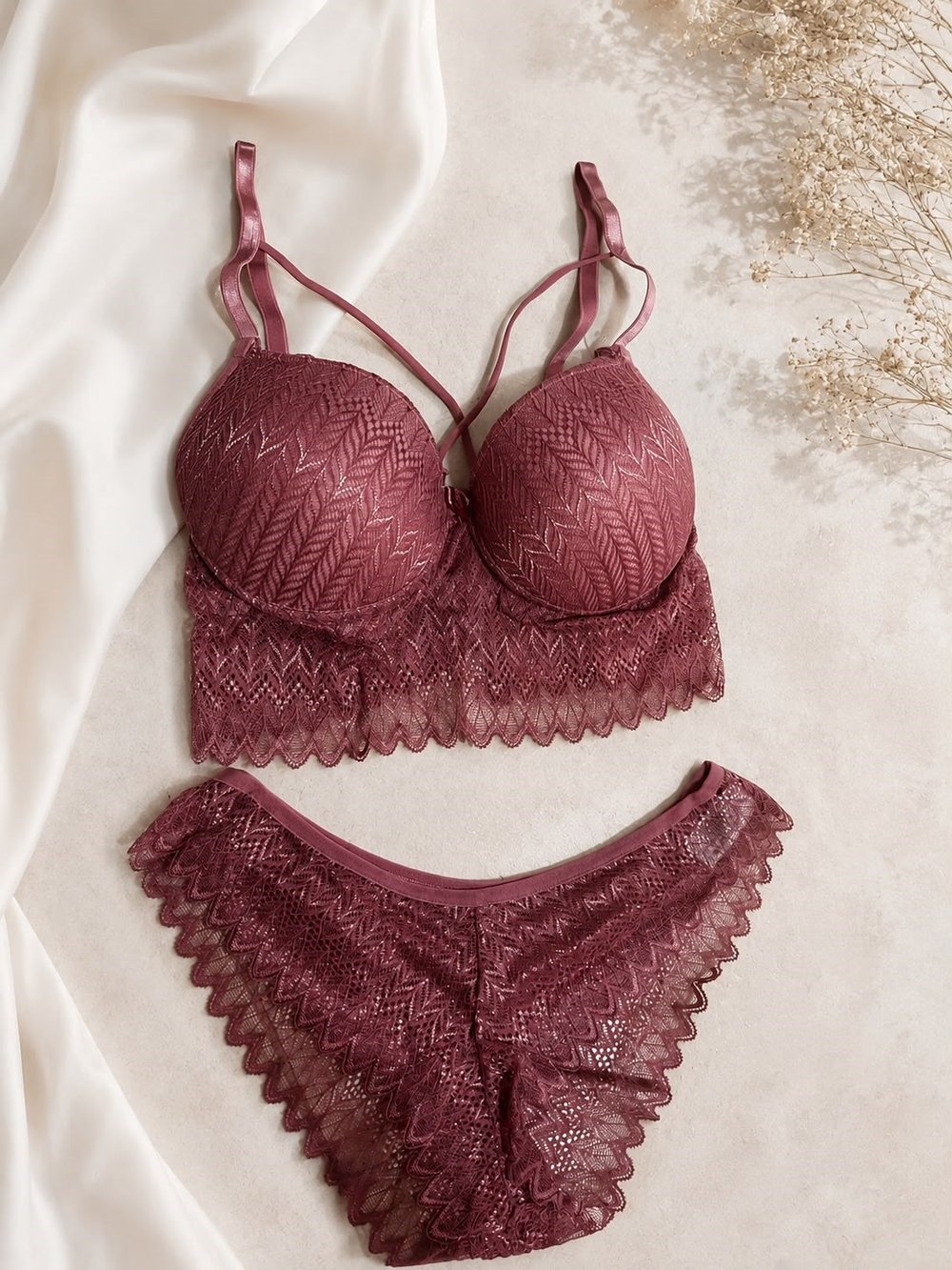BAŞAK DESENLİ BUSTİYER BRALET TAKIM