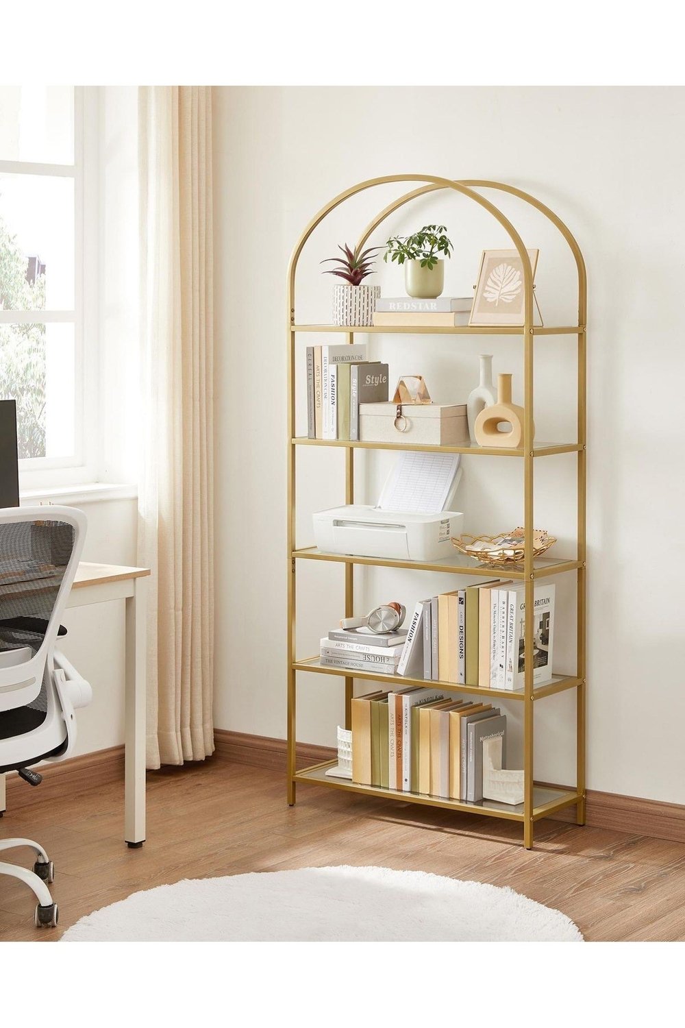 gold ütopya metal kitaplık ve dekoratif raf 150x70x40