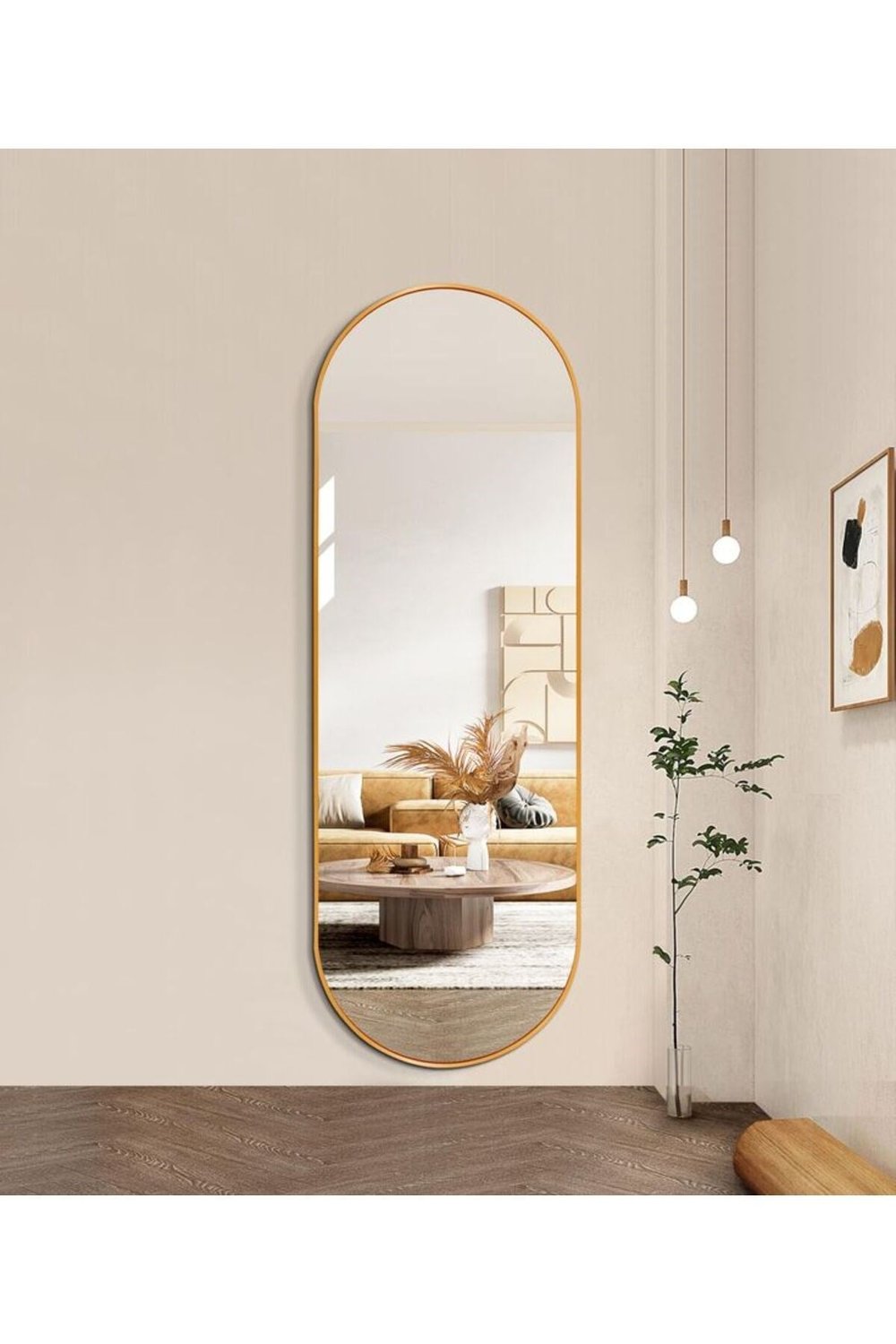İki Tarafı Oval Konsol Ve Boy Aynası 160x60 Cm