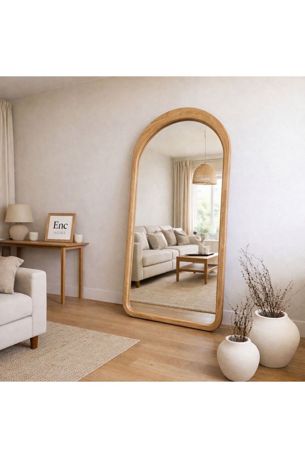 Menes naturel ayaklı ağaç boy aynası 180x80