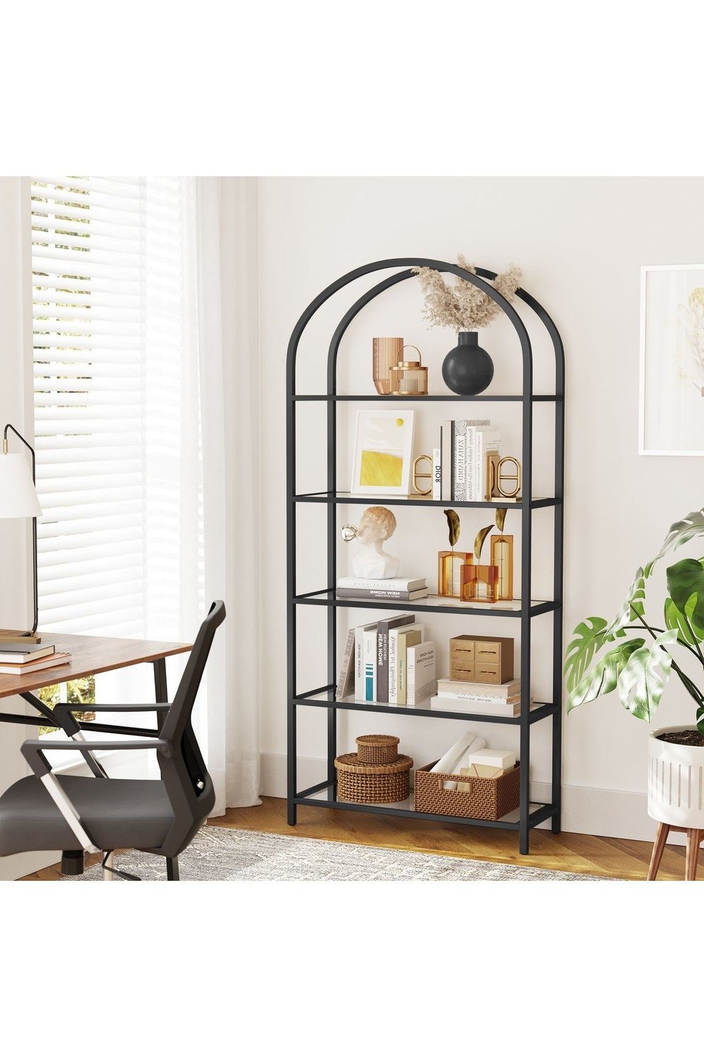 siyah ütopya metal kitaplık ve raf 150x70x40