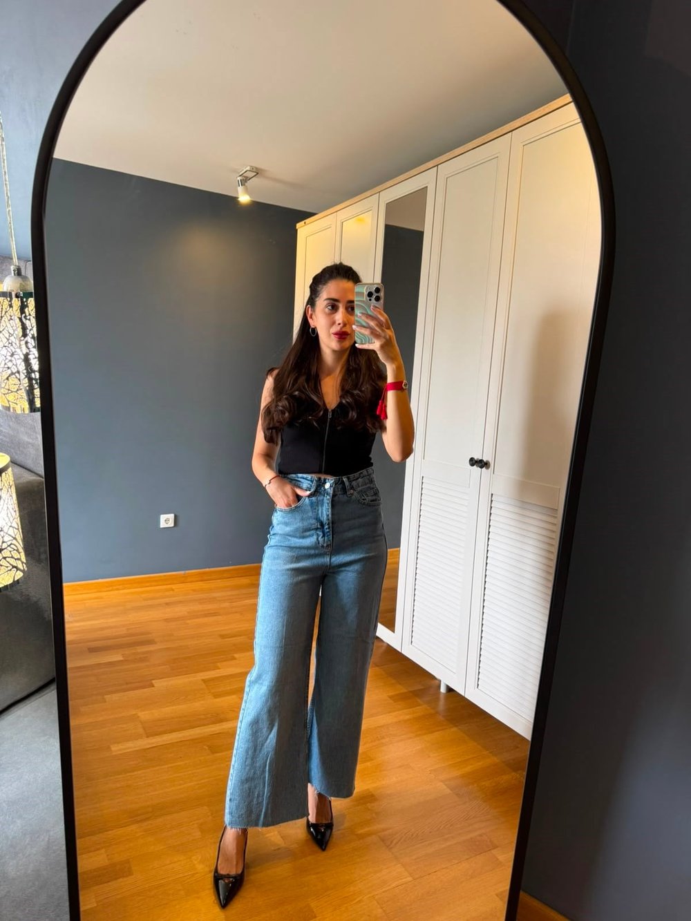 MAVİ BOL PAÇA KOT PANTALON