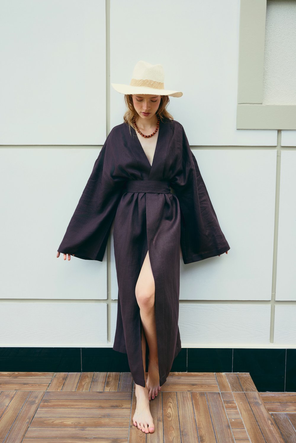  Natura %100 Keten Uzun Kimono