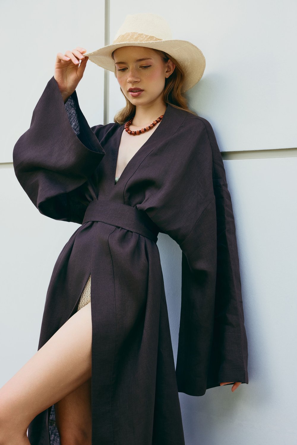  Natura %100 Keten Uzun Kimono