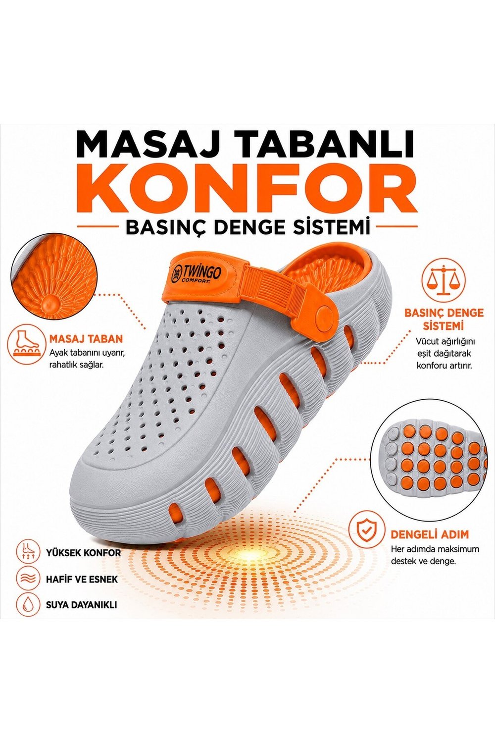 Comfort Unisex Basınç Denge Sistemli Masaj Tabanlı Ortopedik Günlük ,Plaj ve Hastane Terliği