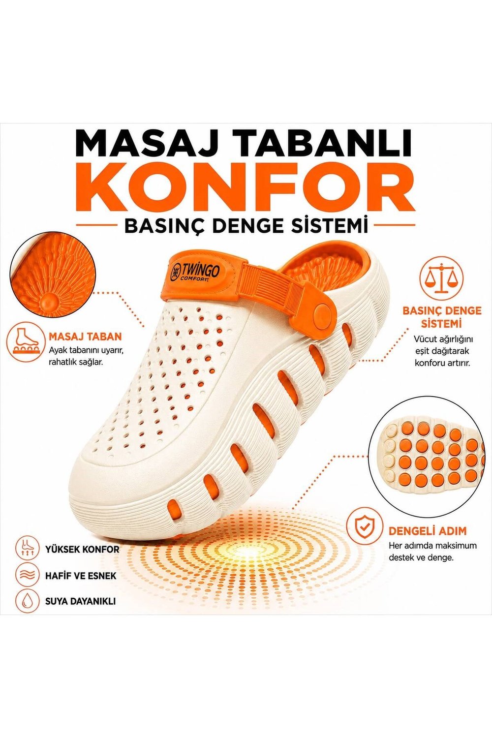 Comfort Unisex Basınç Denge Sistemli Masaj Tabanlı Ortopedik Günlük ,Plaj ve Hastane Terliği