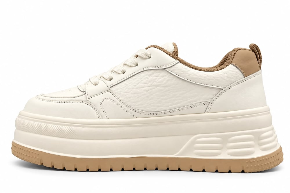 Yüksek Kalın Taban Deri Casual Sneaker Spor Ayakkabı