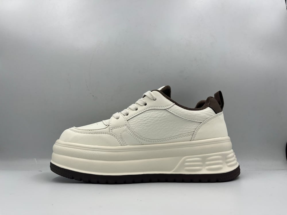 Yüksek Kalın Taban Deri Casual Sneaker Spor Ayakkabı