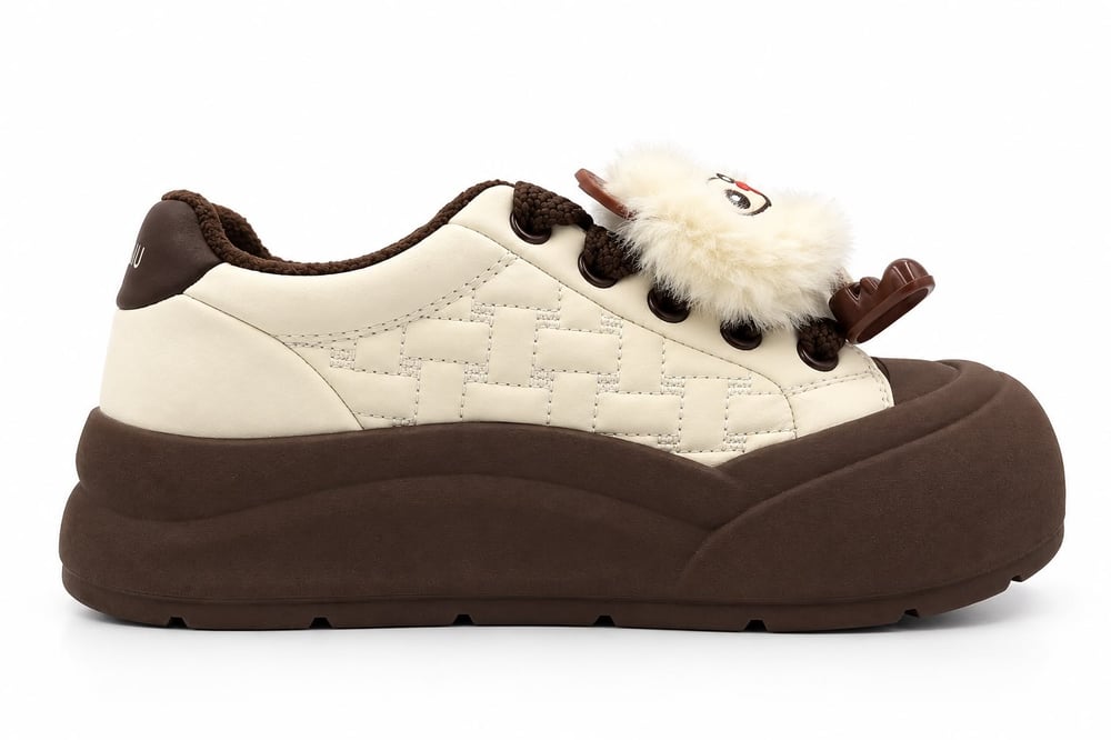 Look Life Kalın Tabanlı Pelüş Figürlü Sneaker Ayakkabı