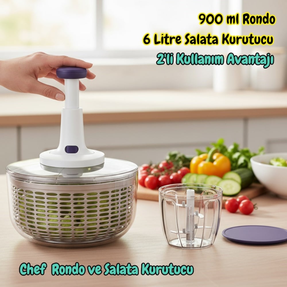  Vip Ahmet VP-907 900 ml Chef Rondo & 6 Litre Salata Kurutucu