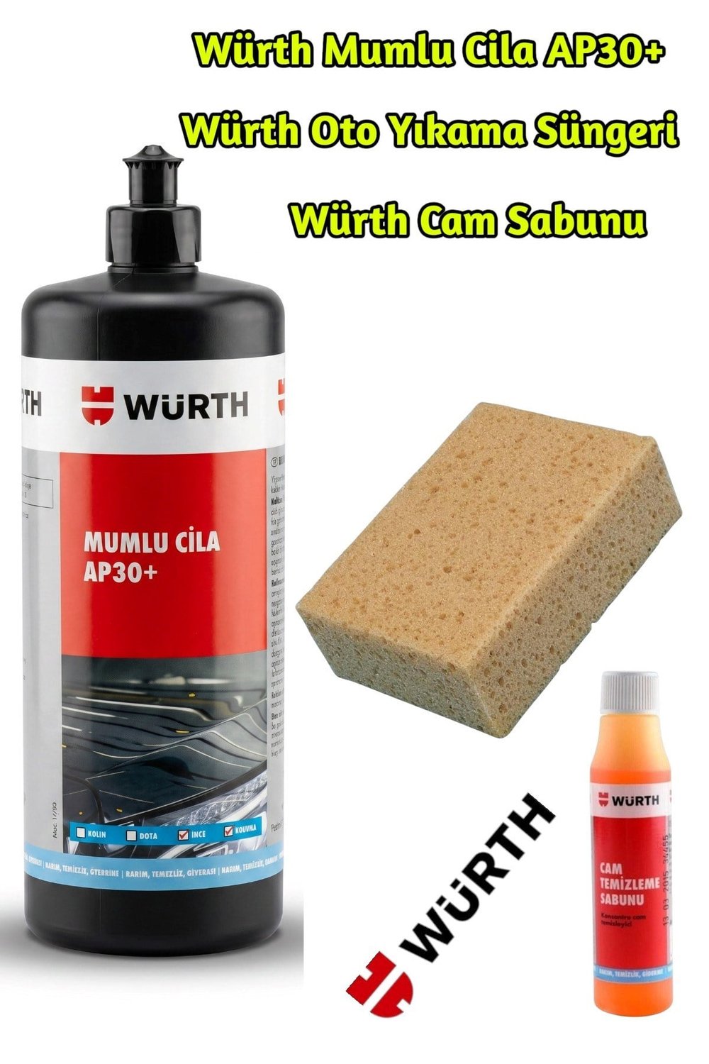 Würth Mumlu Cila AP30 + Oto Yıkama Süngeri + Cam Sabunu  Avantaj Paketi