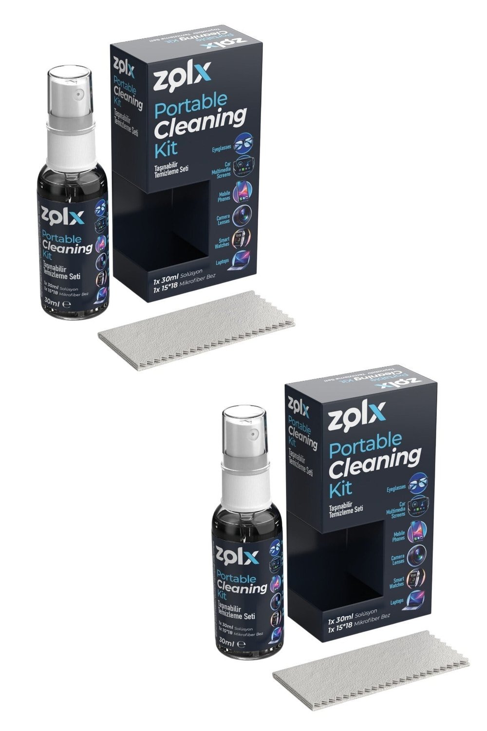 Zolx 30ml Taşınabilir Temizleme Kiti İkili Set Gözlük Telefon Tablet Akıllı Saat Temizliği