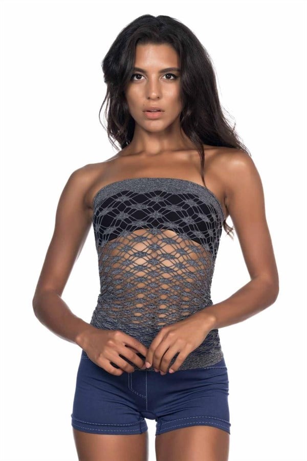 Gri MI Emay 5034 Fantazi Büstiyer Atlet Korse