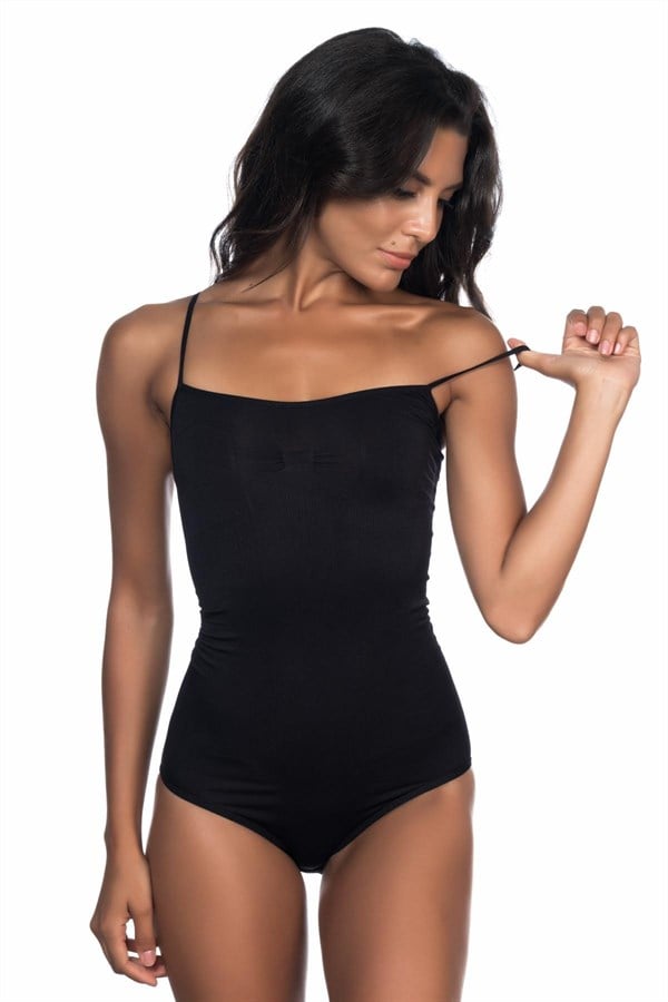 Siyah MI Emay 1923 Soft İp Askılı Çıtçıtlı Body