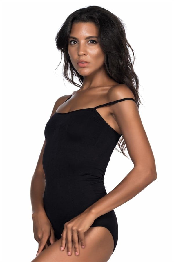 Siyah MI Emay 1923 Soft İp Askılı Çıtçıtlı Body