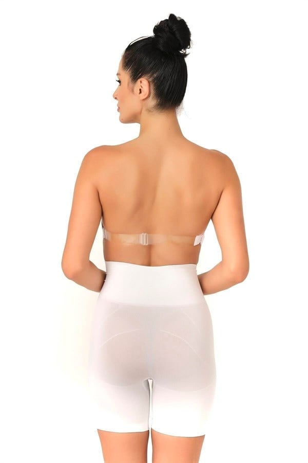 Beyaz Düşük Bel Double Pantalon Korse