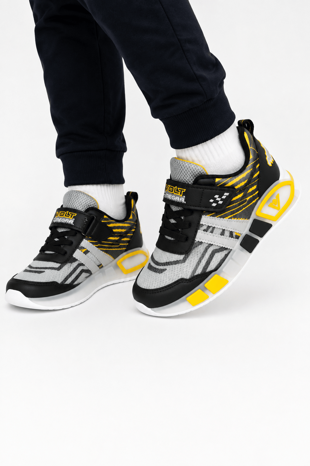 Cırtlı Faylon Taban Çocuk Spor Ayakkabı SİYAH-SARI