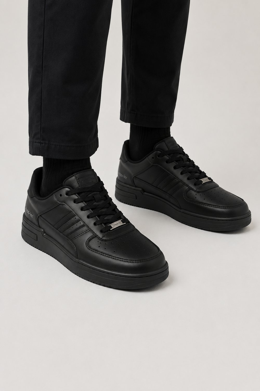 Erkek Cilt Sneaker Ayakkabı SİYAH