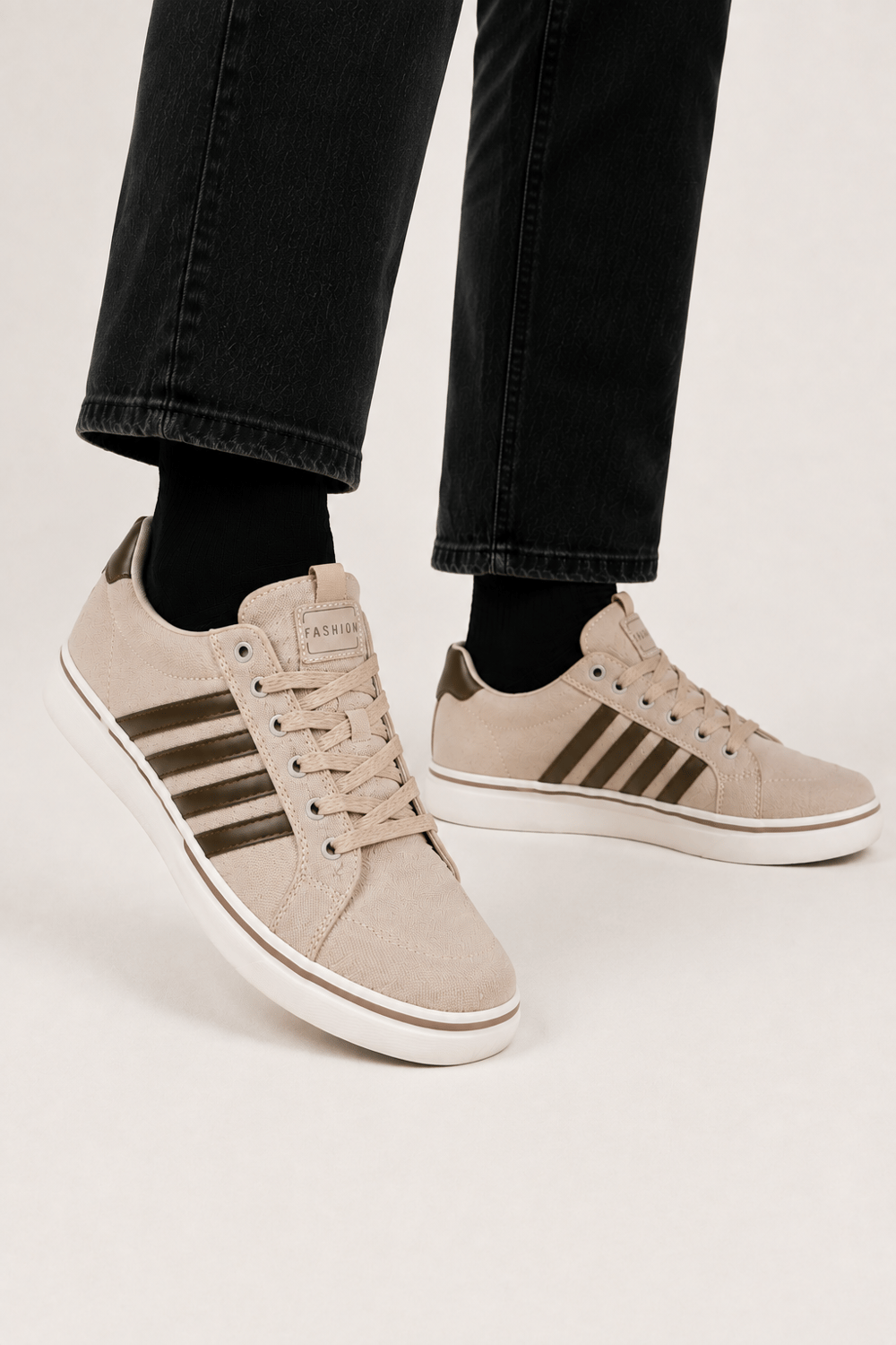 Erkek Faylon Taban Keten Sneaker Ayakkabı BEJ