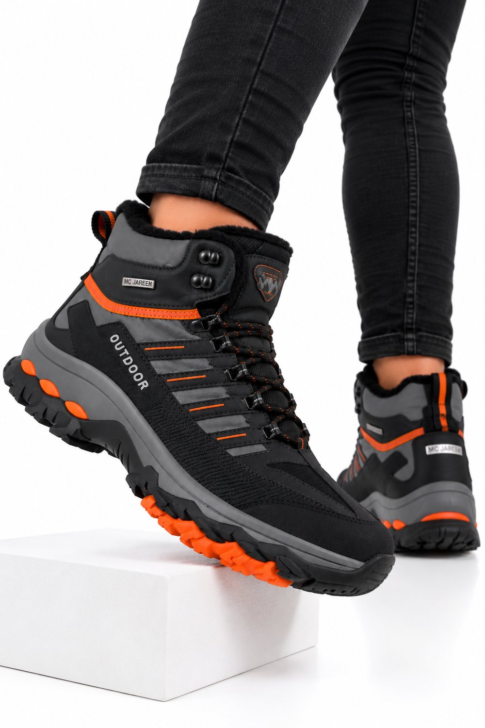 Erkek İçi Kürklü Kaydırmaz Taban Trekking & Outdoor Bot  FÜME-TURUNCU