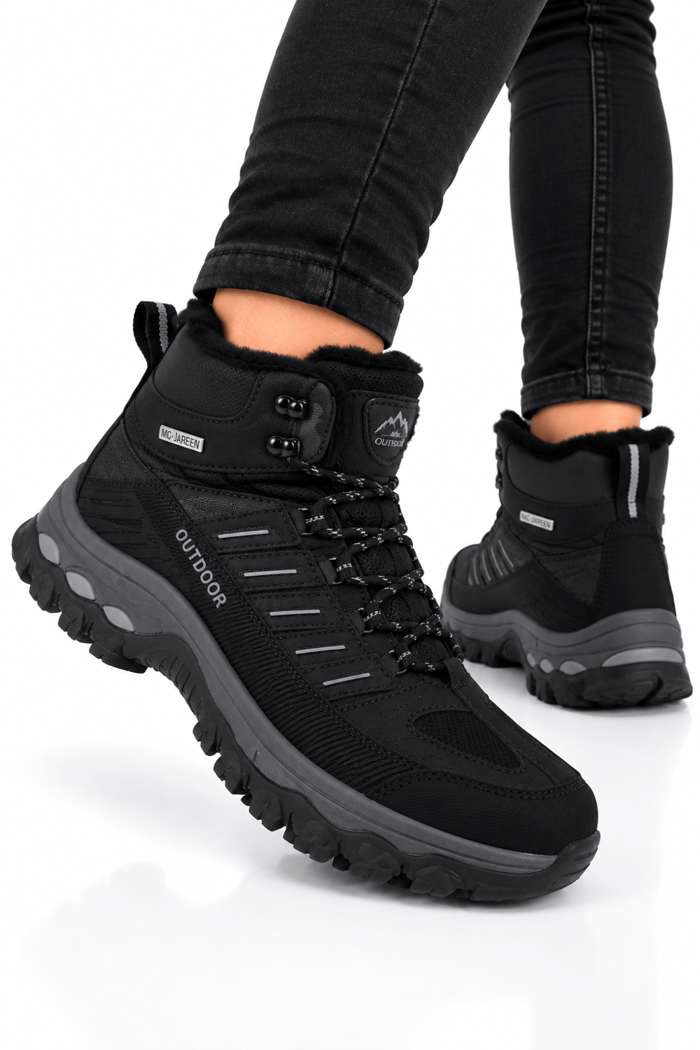 Erkek İçi Kürklü Kaydırmaz Taban Trekking & Outdoor Bot  SİYAH-FÜME