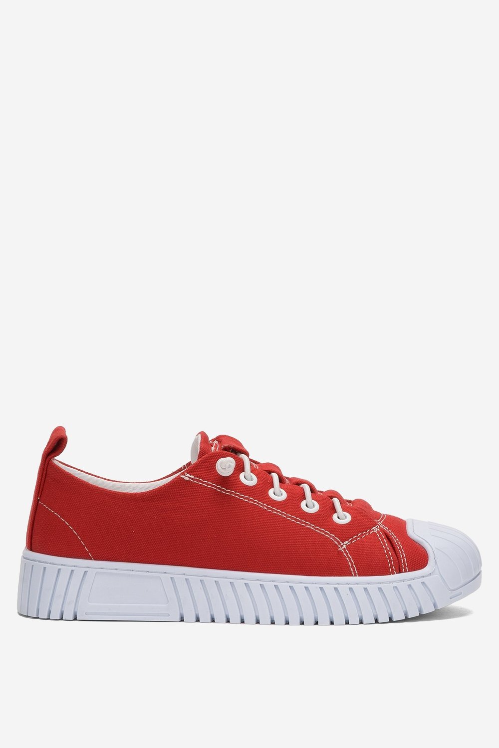 Kadın Kolay Giyilebilir Lastik Bağcıklı Spor Keten Sneaker Ayakkabı KIRMIZI