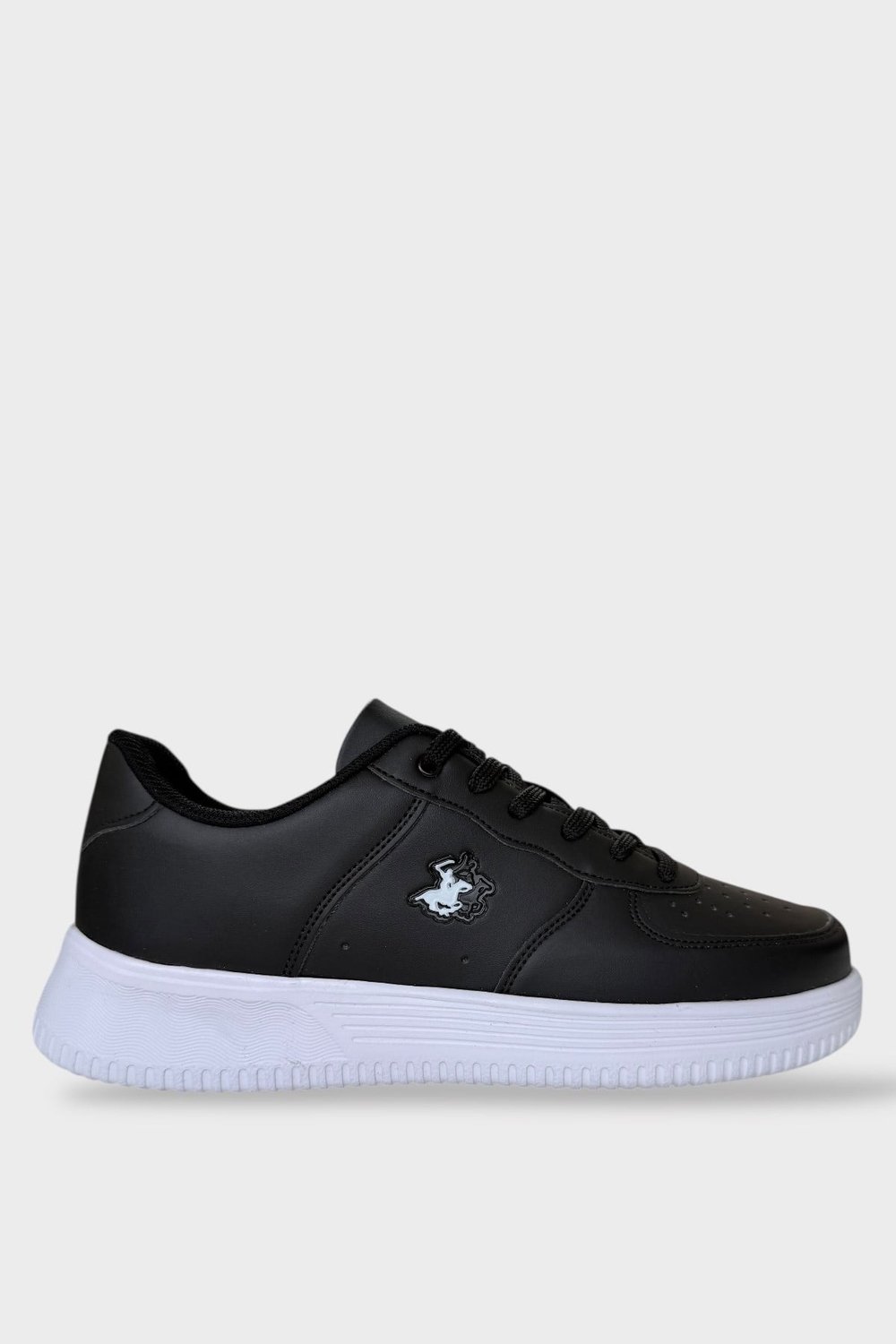 Unisex AirForce Faylon Taban Spor Sneaker Ayakkabı SİYAH - BEYAZ