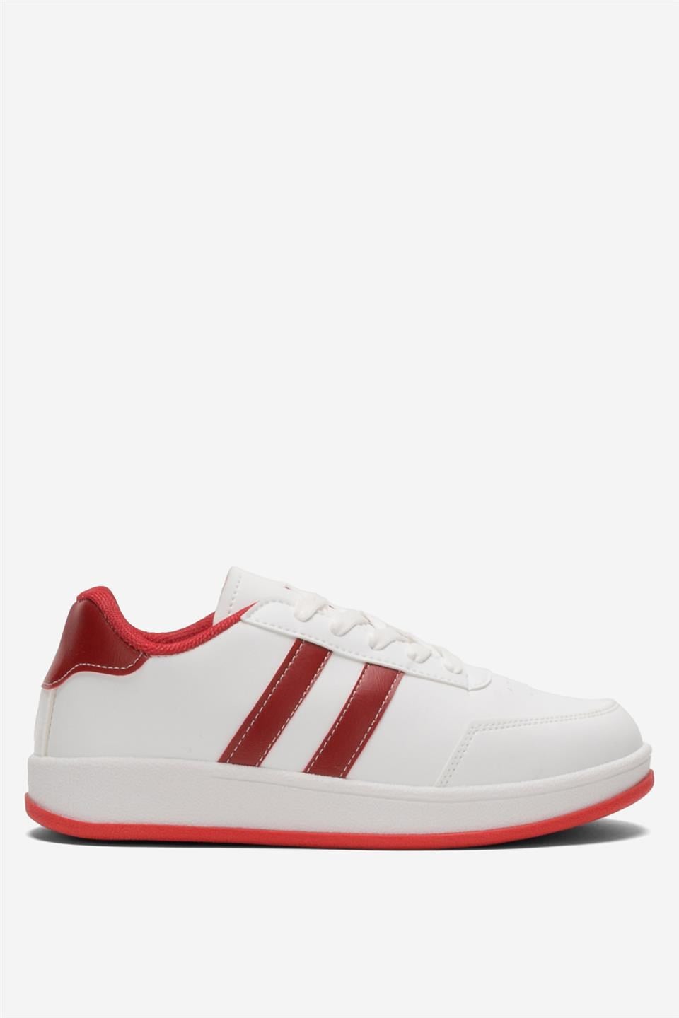 Unisex Düz Hafif Taban Sneaker Ayakkabı BEYAZ - KIRMIZI