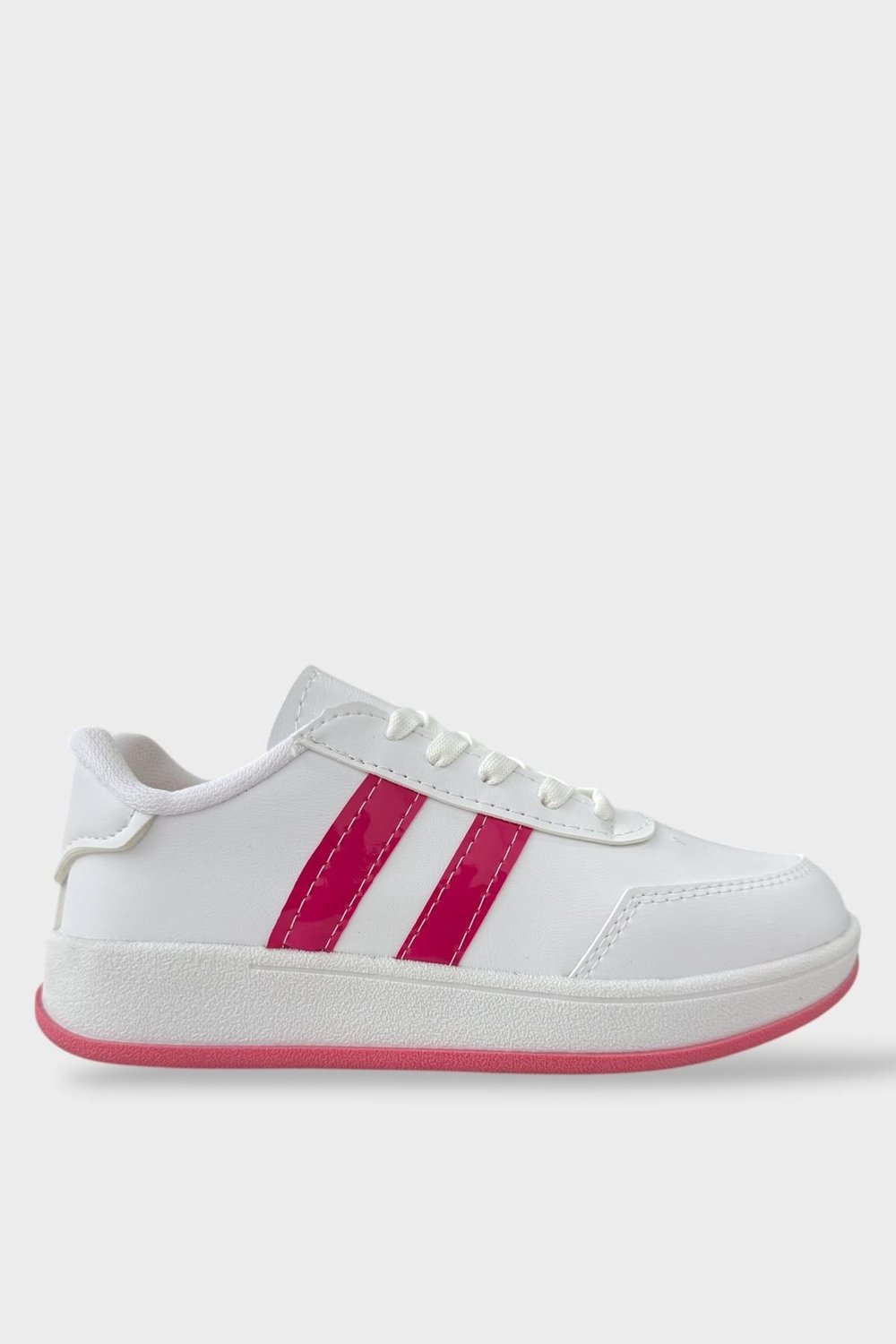 Unisex Düz Hafif Taban Sneaker Ayakkabı BEYAZ - FUŞYA