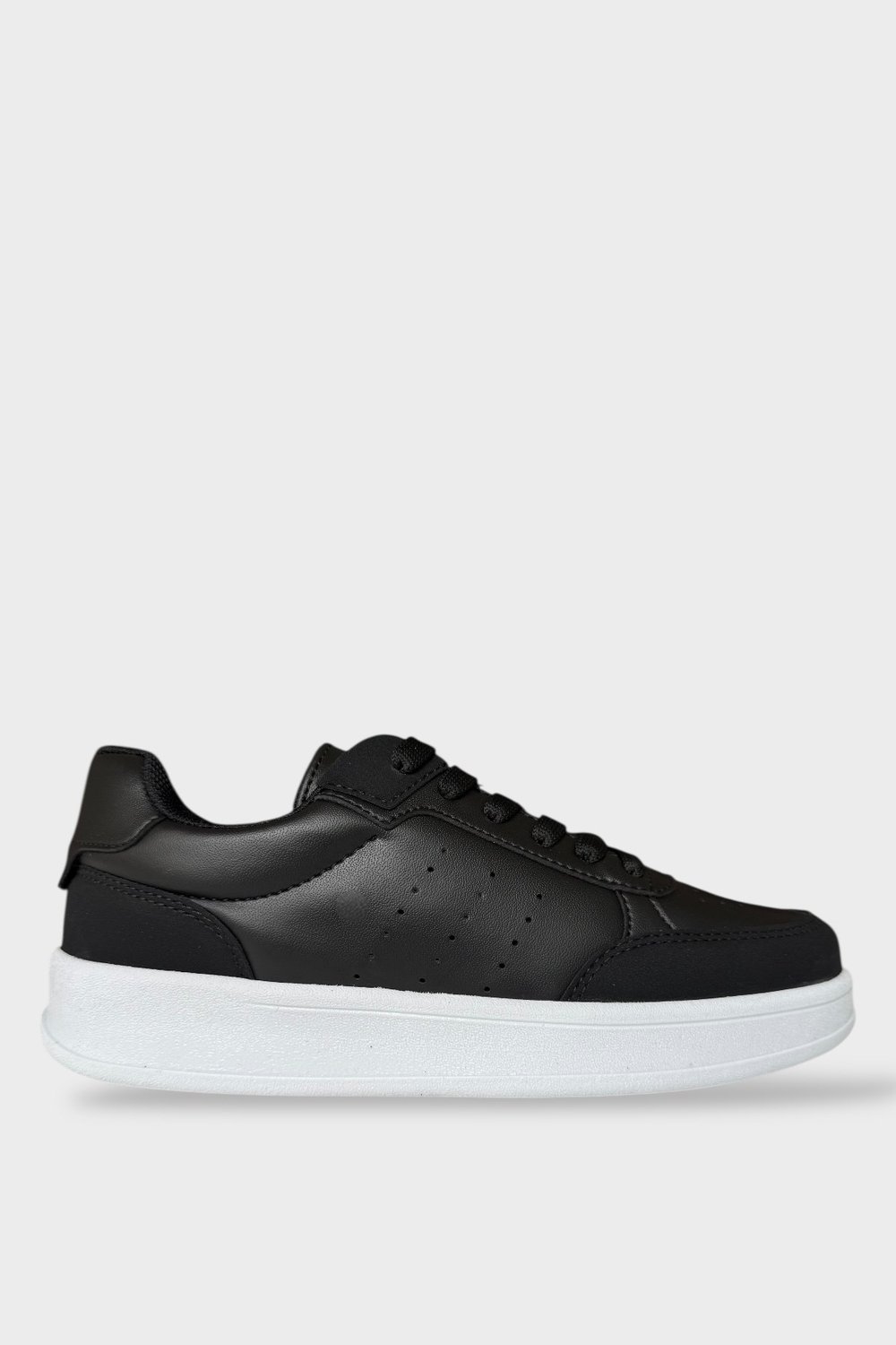 Unisex Düz Hafif Taban Sneaker Ayakkabı SİYAH BEYAZ
