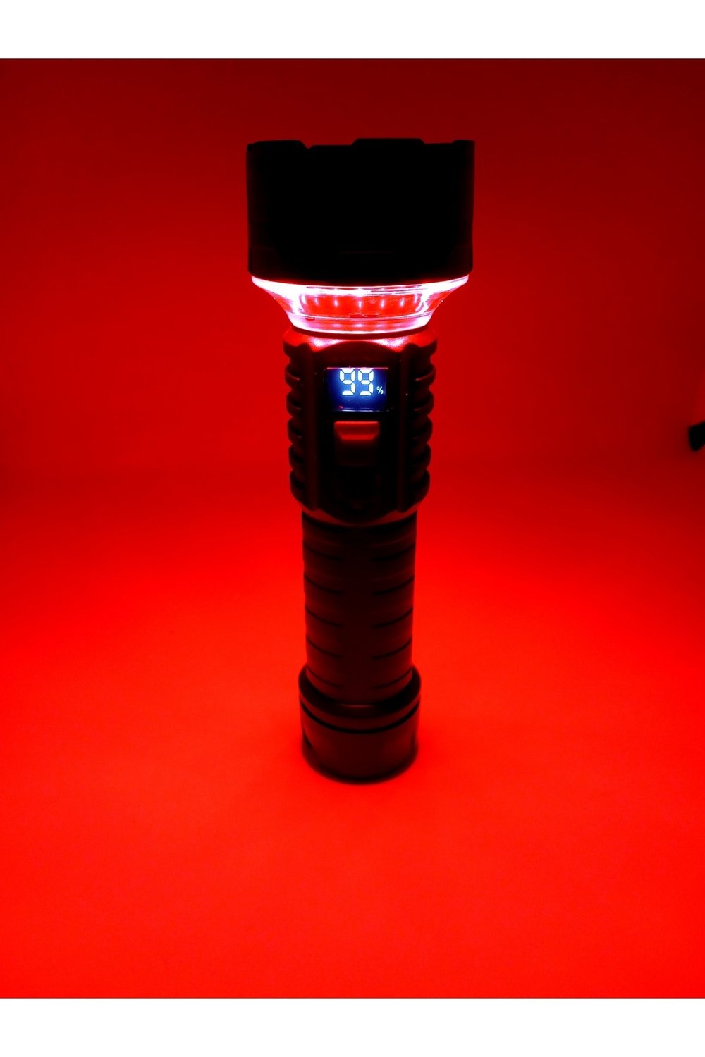 2’si 1 Arada 8 Mod Şarjlı Dijital Ekran LED El Feneri Ön Projektör+Halka Kamp Işık SOS Tripod Uyumlu