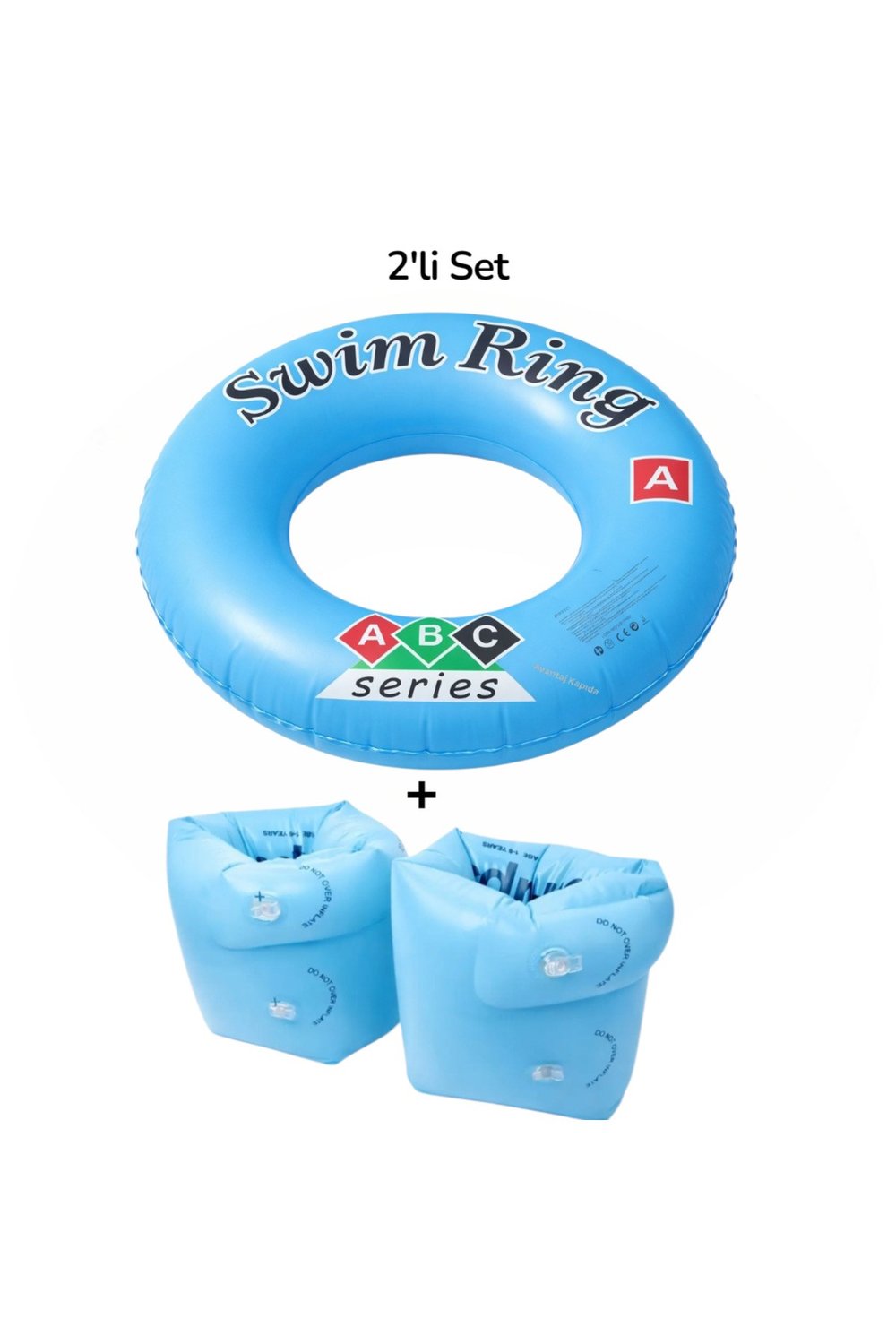 2li Set Çocuk Kolluk ve Simit - Çift Odalı Kolluk Deniz Havuz Yüzme Seti (2-8 Yaş)