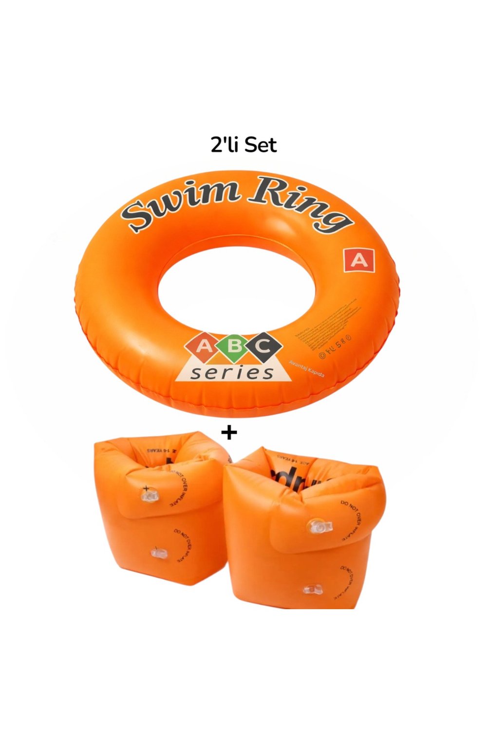 2li Set Çocuk Kolluk ve Simit - Çift Odalı Kolluk Deniz Havuz Yüzme Seti (2-8 Yaş)