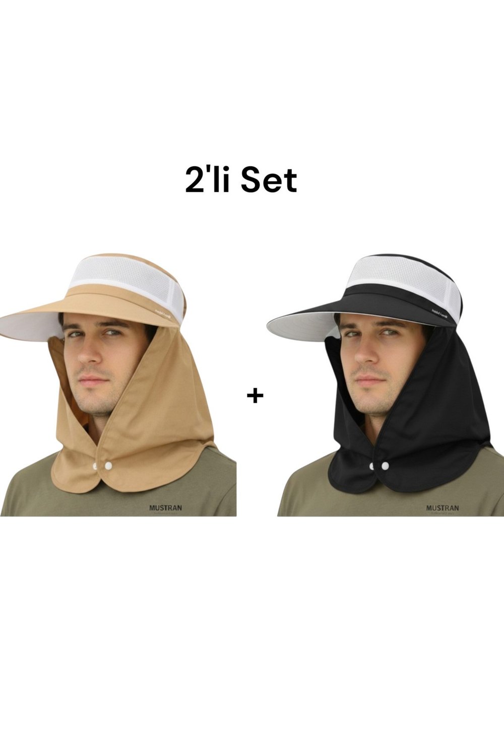 2'li Set Geniş Siper Gölgelikli Güneş Korumalı Önden Cırtcırtlı Yazlık Güneş Şapkası Unisex