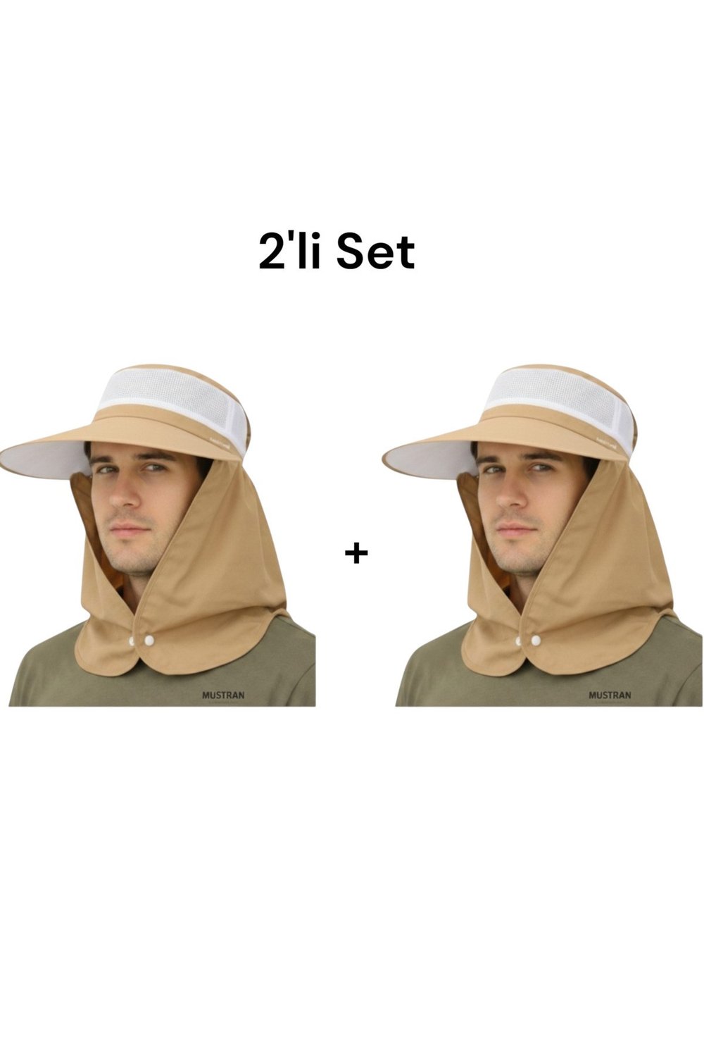 2'li Set Geniş Siper Gölgelikli Güneş Korumalı Önden Cırtcırtlı Yazlık Güneş Şapkası Unisex