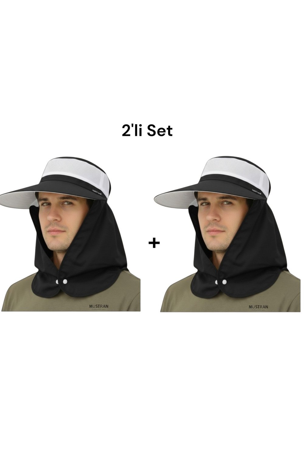2li Set Yazlık Hafif İnce Kumaş Geniş Siperli Enseli Güneş Şapkası Unisex Outdoor Safari Balıkçı