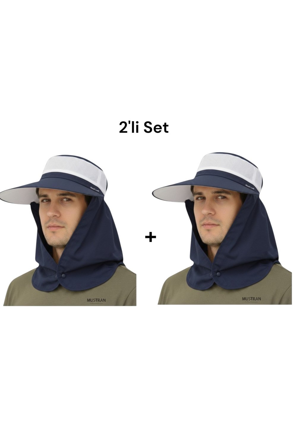 2li Set Yazlık Hafif İnce Kumaş Geniş Siperli Enseli Güneş Şapkası Unisex Outdoor Safari Balıkçı
