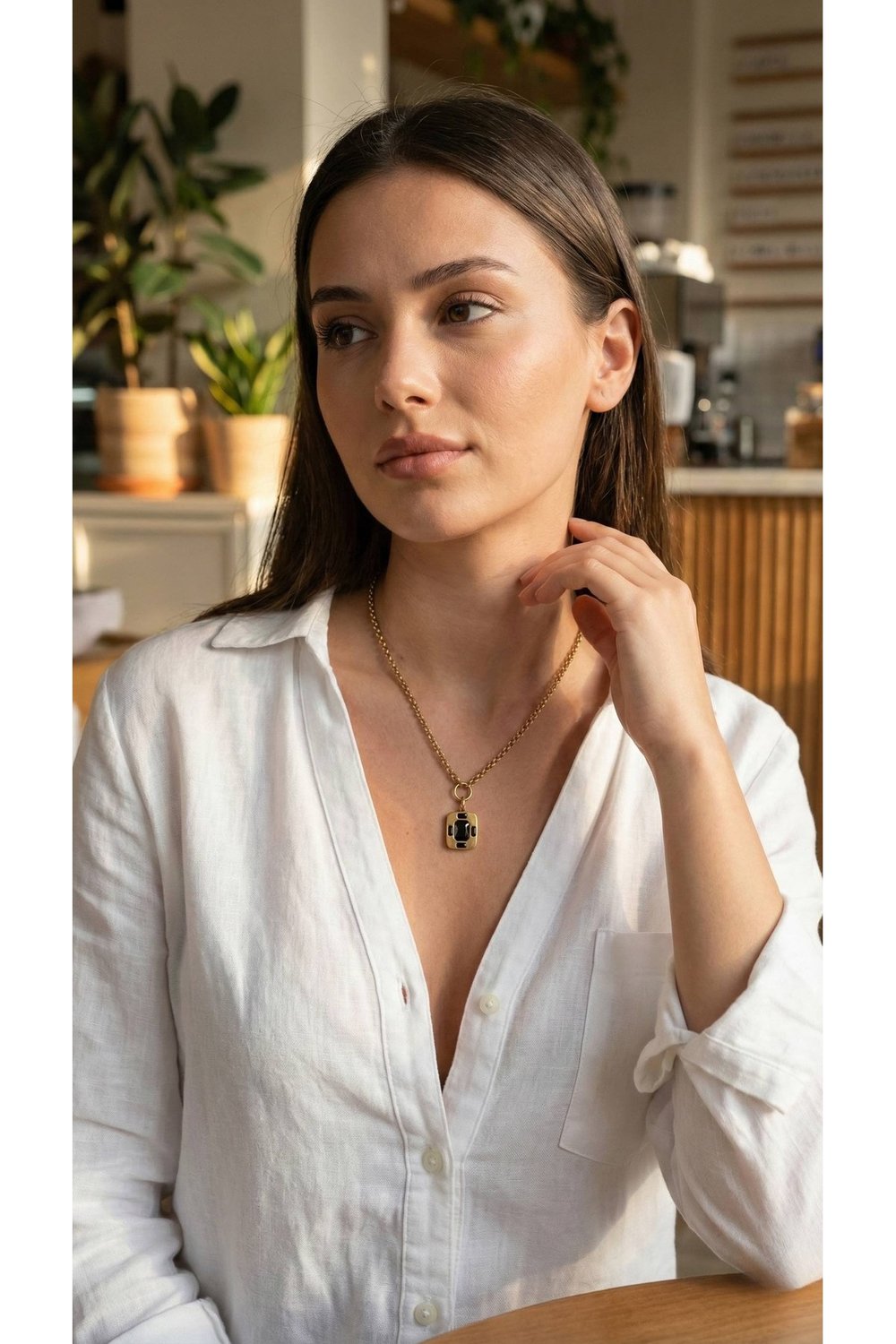 316L Çelik Zincir Gold Renk Vintage Model Kadın Kolye