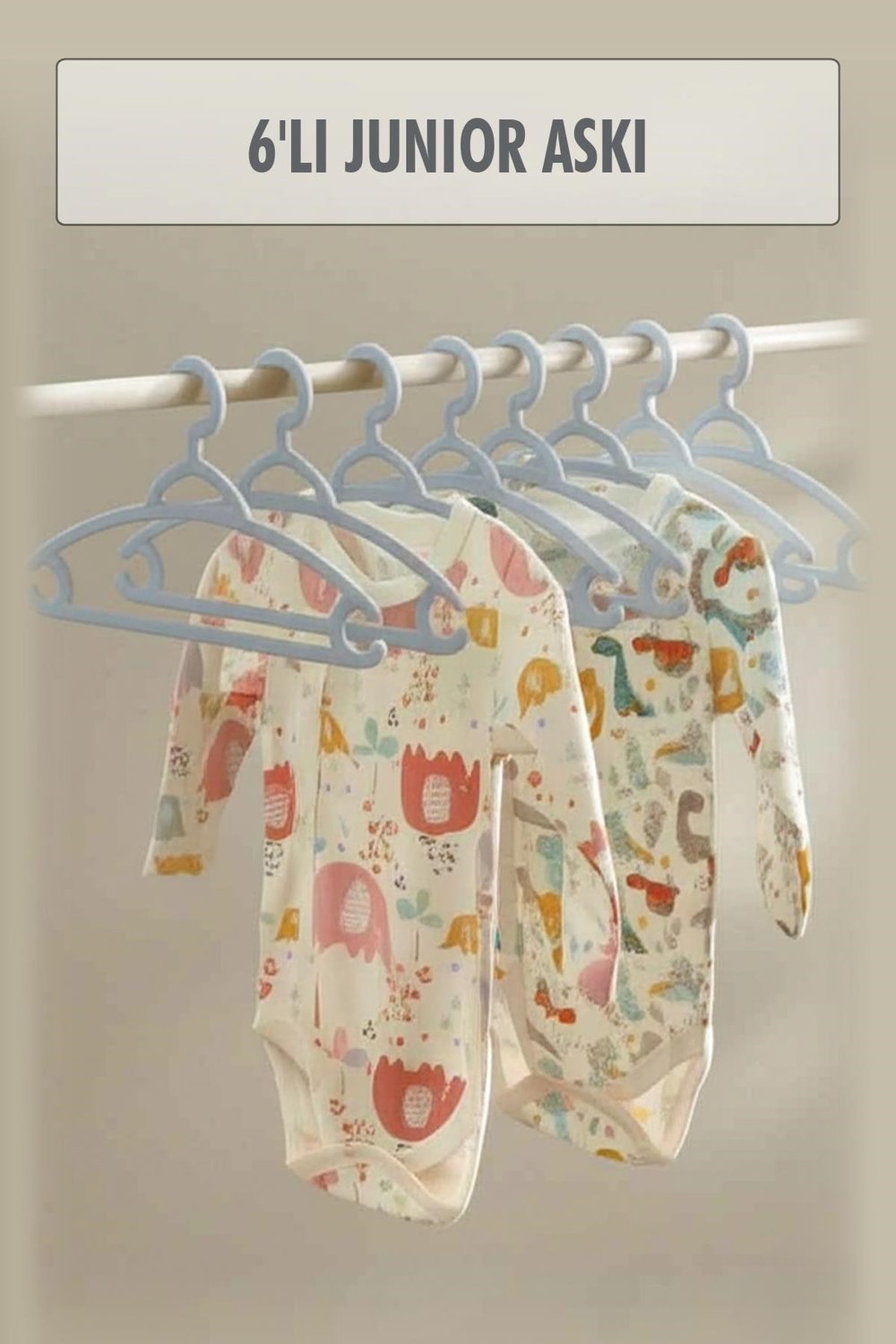 6’lı Bebek Askısı & Bebek Gardırop Askısı Gri Set