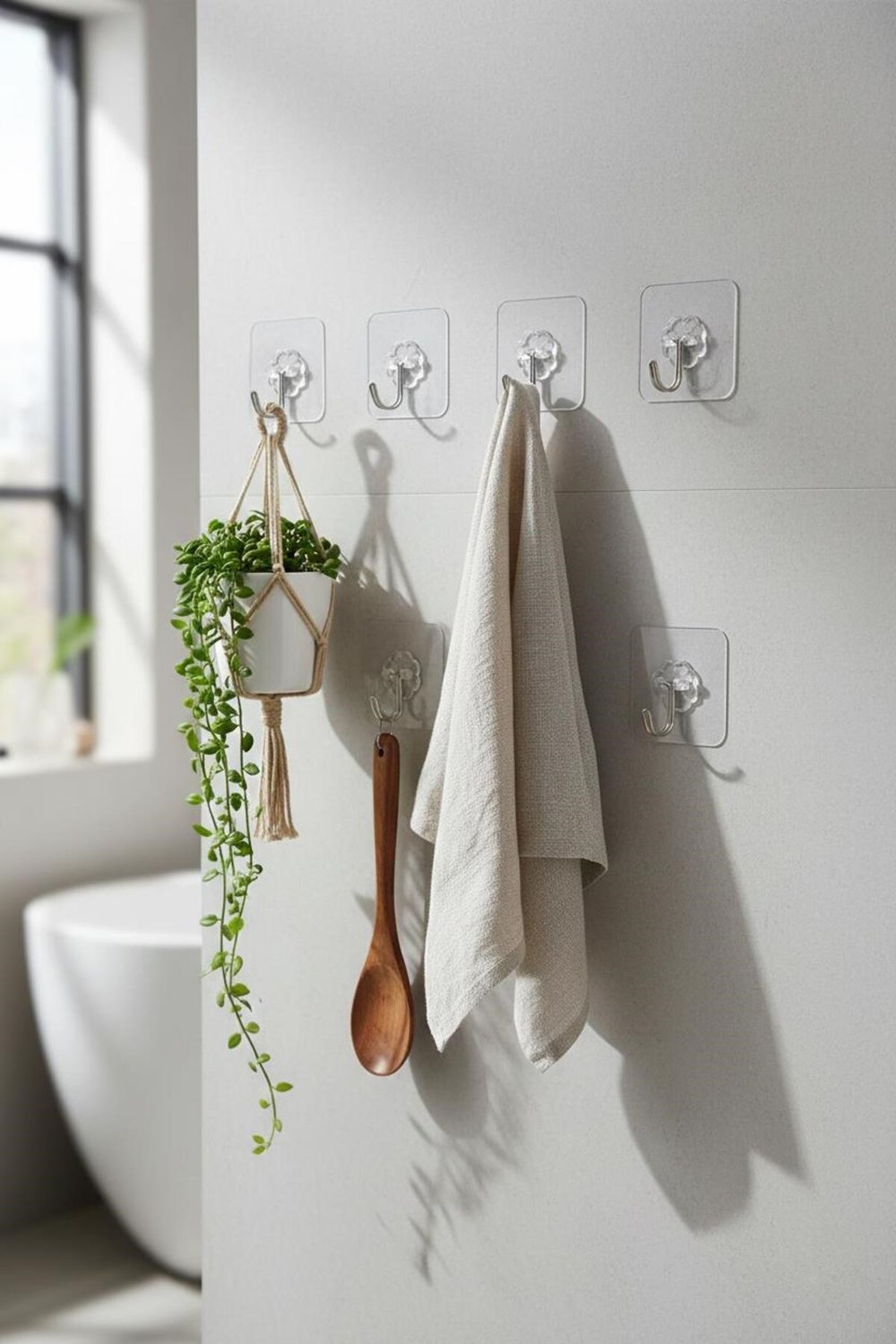 6lı Şeffaf Yapışkanlı Askı Seti & Çok Amaçlı Banyo Ve Mutfak Duvar Düzenleyici