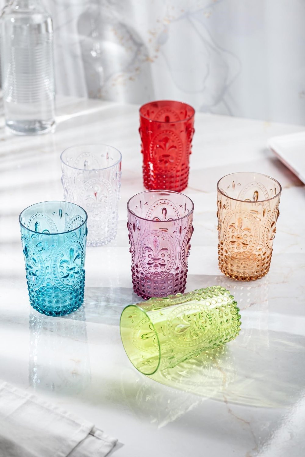 Akrilik Renkli 6lı Kısa Bardak & Su Meşrubat Kahve Yanı Bardağı 400 ml ( Cam Değildir )