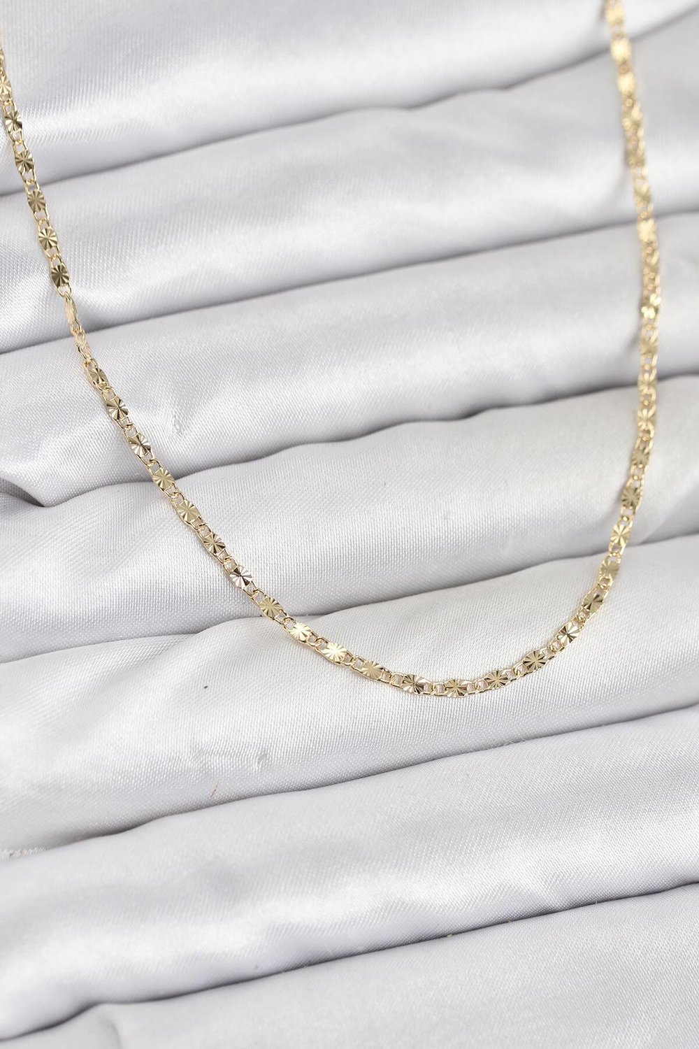 CM 14K Gold Renk Lazer İnce Zincirli Kadın Kolye