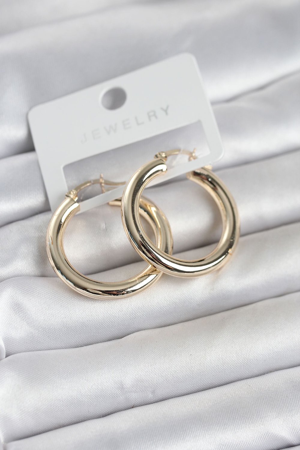 Gold Renk Pirinç Halka 30 mm Kadın Küpe